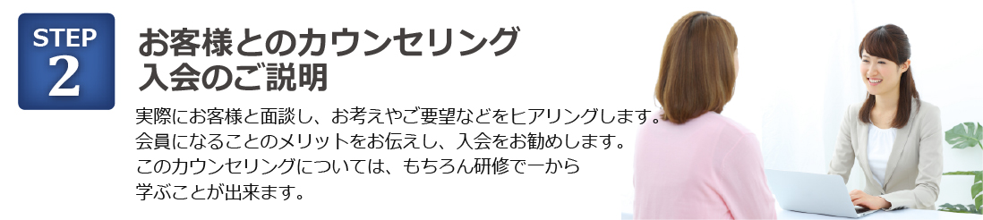 お客様とのカウンセリング、入会のご説明